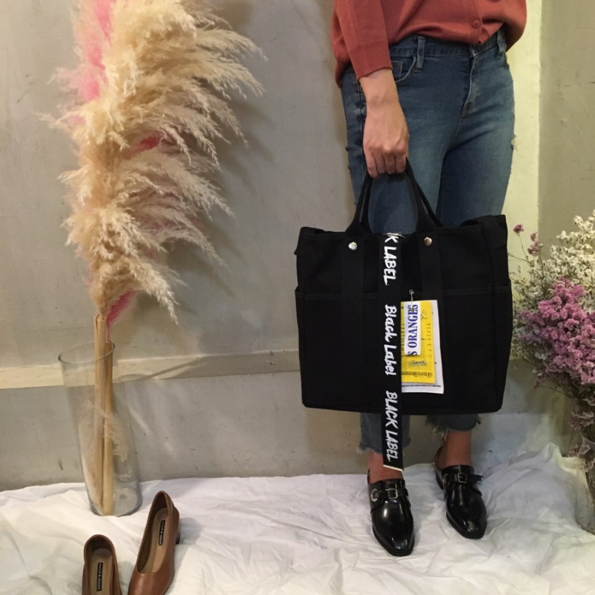 New Women's Bags Black Label Canvas Tote 3color