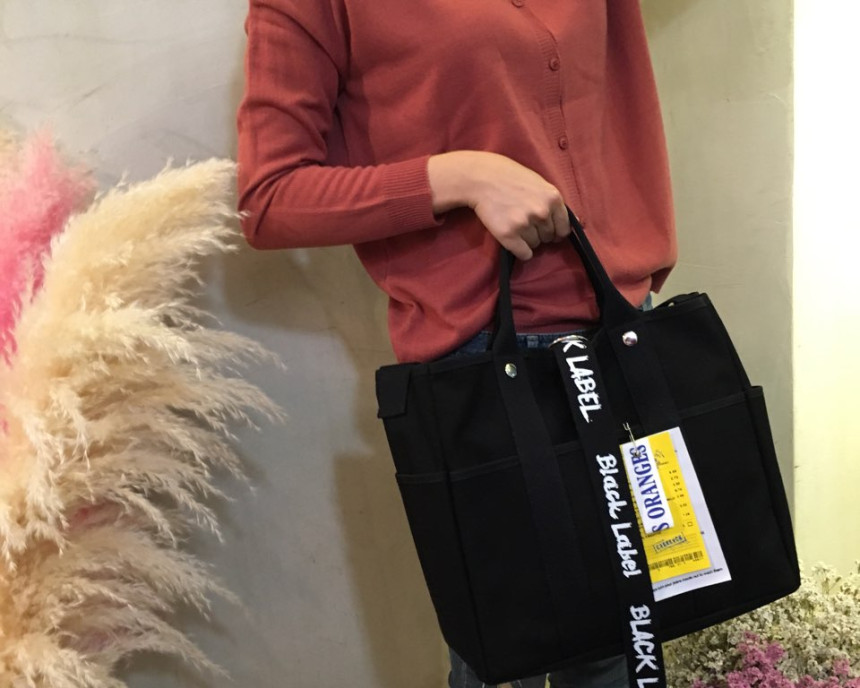 New Women's Bags Black Label Canvas Tote 3color