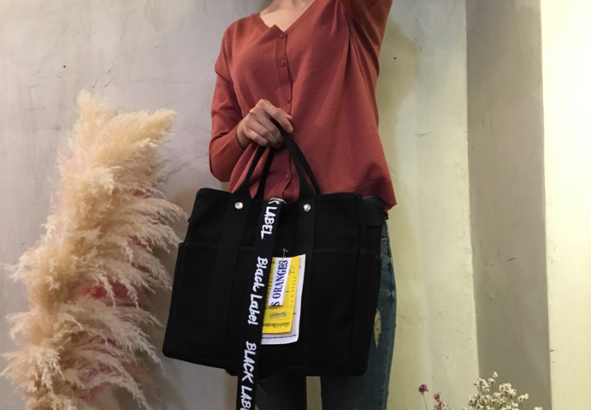 New Women's Bags Black Label Canvas Tote 3color