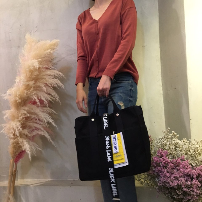 New Women's Bags Black Label Canvas Tote 3color
