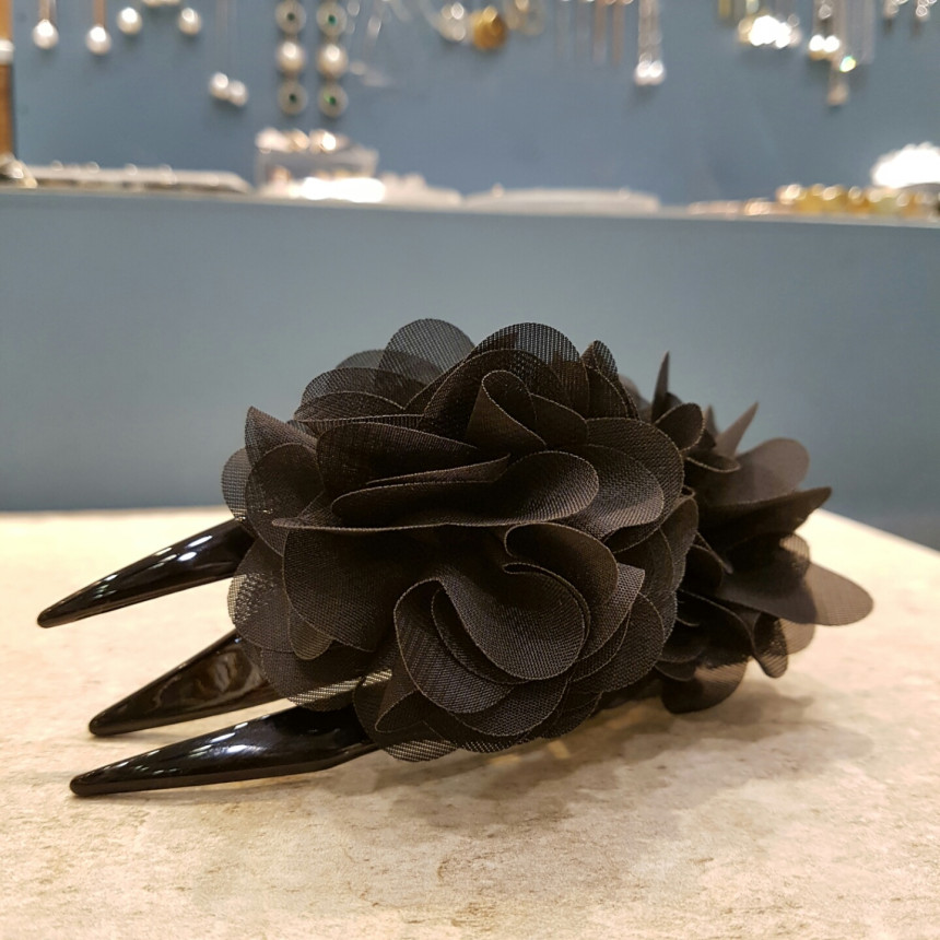 New Black Flower Double Head Big Size Tong Pin