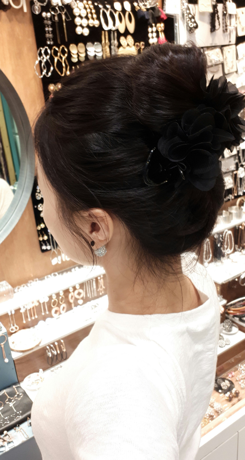 New Black Flower Double Head Big Size Tong Pin