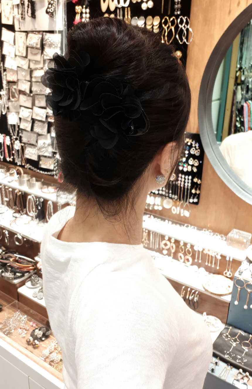 New Black Flower Double Head Big Size Tong Pin