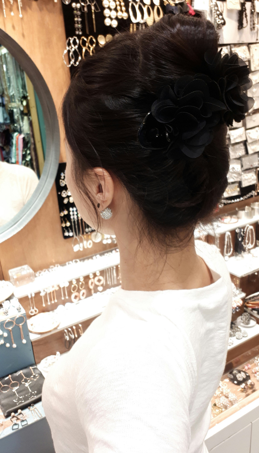 New Black Flower Double Head Big Size Tong Pin