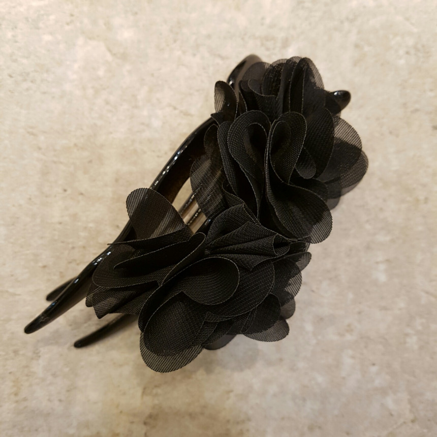 New Black Flower Double Head Big Size Tong Pin