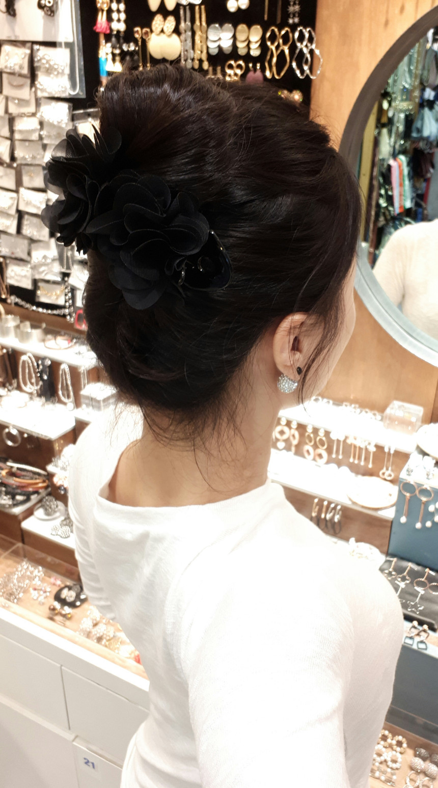 New Black Flower Double Head Big Size Tong Pin