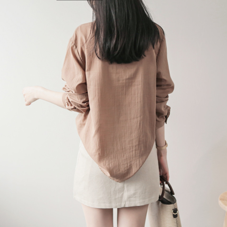 NEW FASHION LADY GIRL Blouse Henley Neck Basic