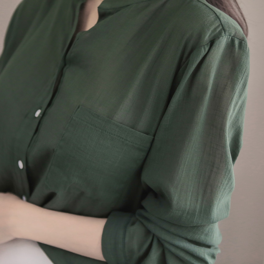 NEW FASHION LADY GIRL Blouse Henley Neck Basic