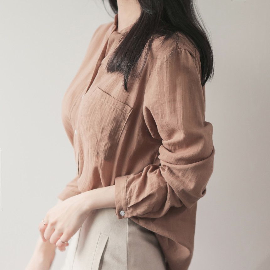 NEW FASHION LADY GIRL Blouse Henley Neck Basic