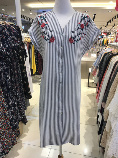 New Valley Girls Embroidered Striped Shirt Dress 2