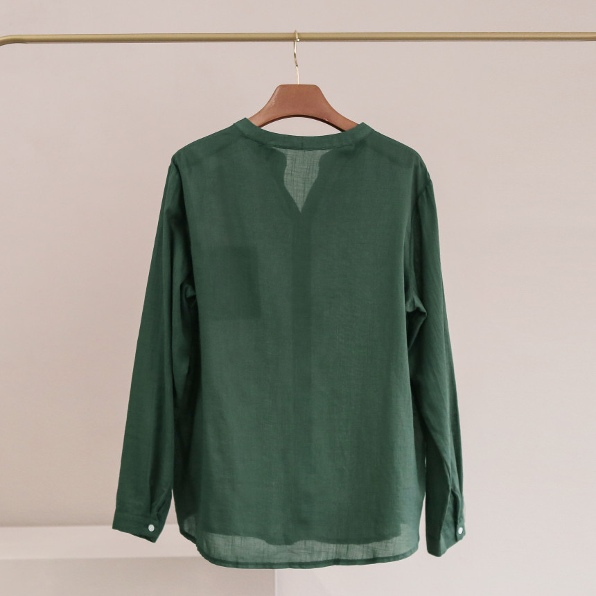 NEW FASHION LADY GIRL Blouse Henley Neck Basic