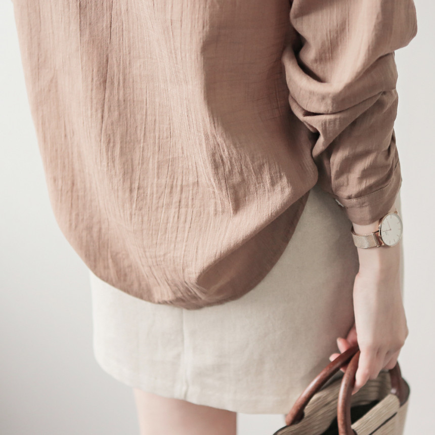 NEW FASHION LADY GIRL Blouse Henley Neck Basic