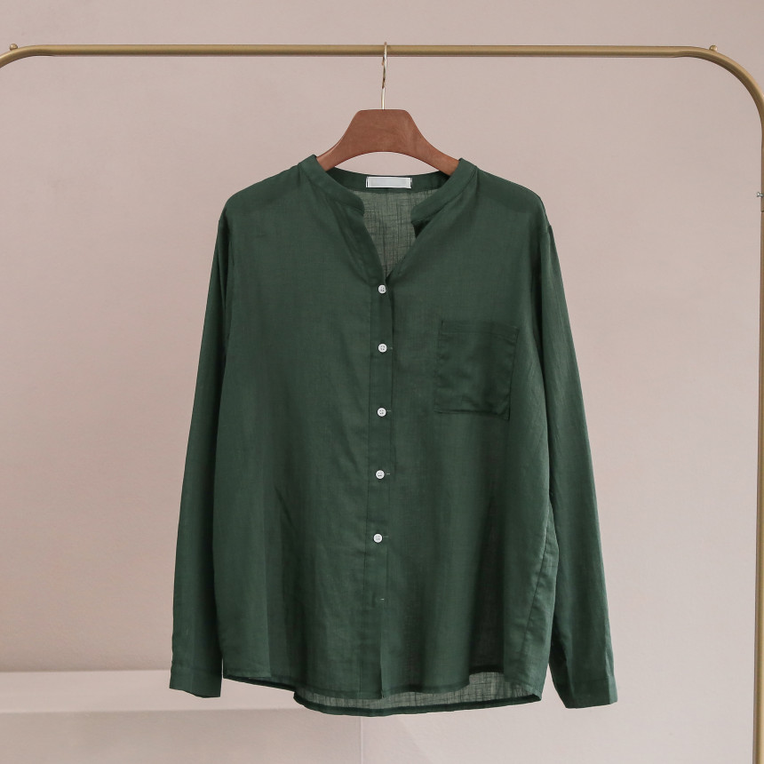 NEW FASHION LADY GIRL Blouse Henley Neck Basic