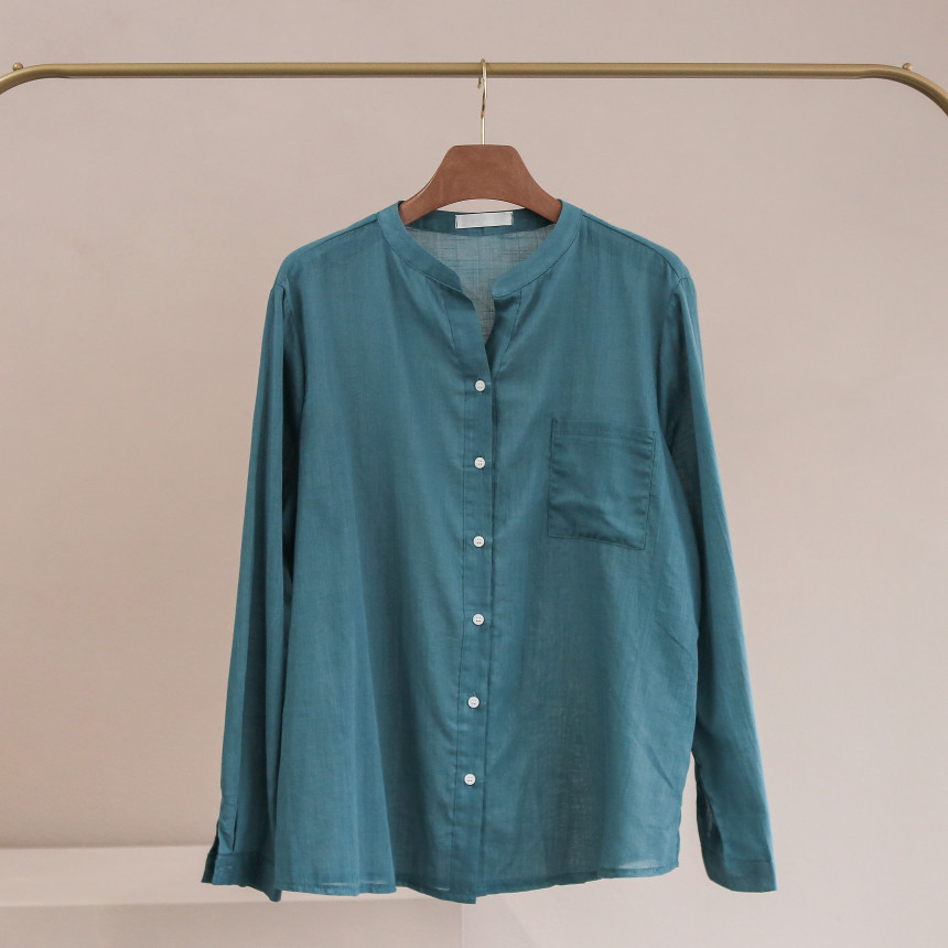 NEW FASHION LADY GIRL Blouse Henley Neck Basic