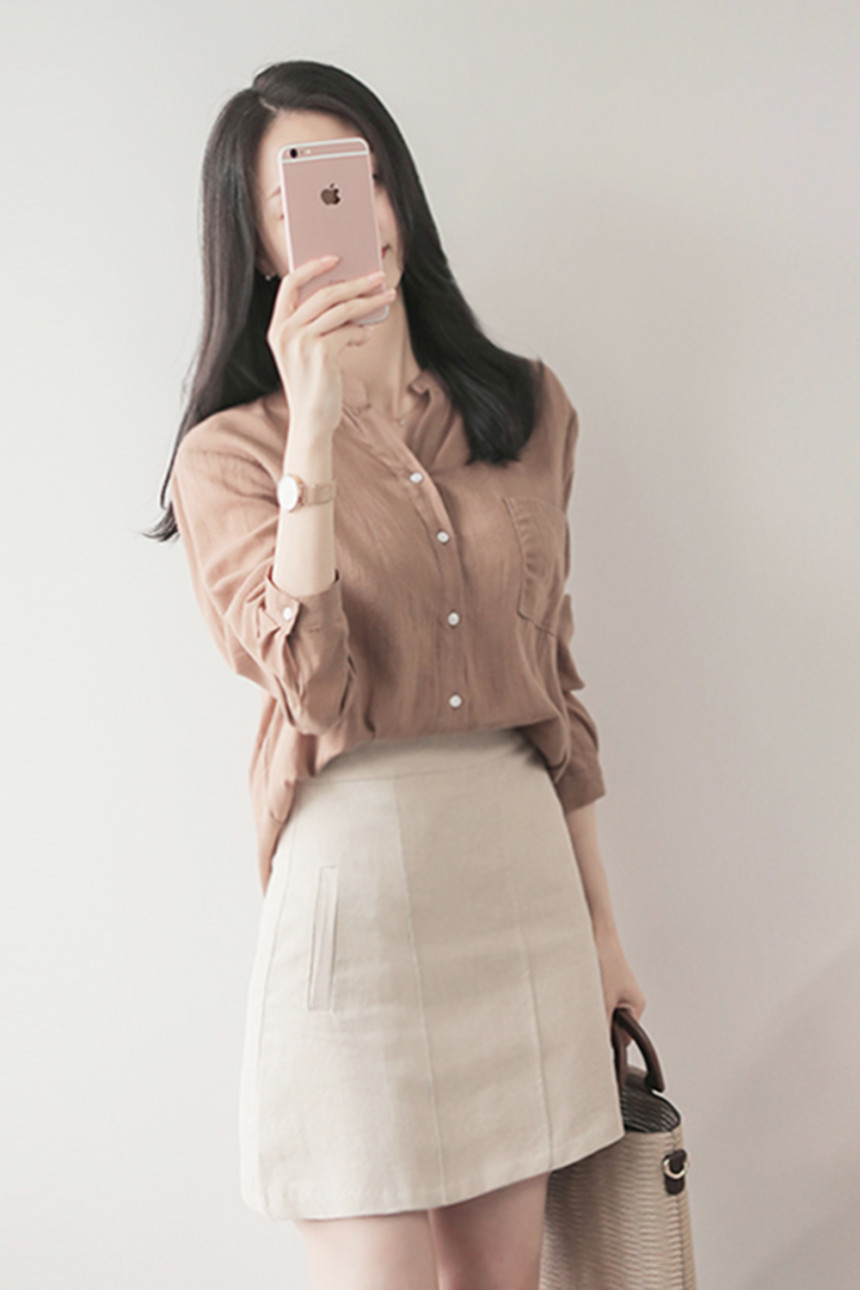 NEW FASHION LADY GIRL Blouse Henley Neck Basic