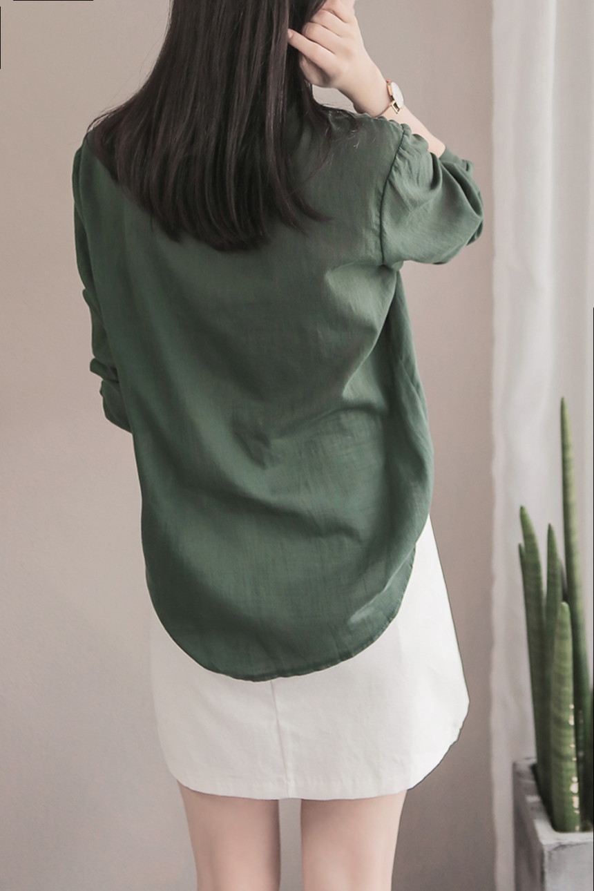NEW FASHION LADY GIRL Blouse Henley Neck Basic