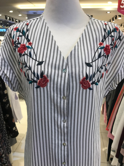 New Valley Girls Embroidered Striped Shirt Dress 2