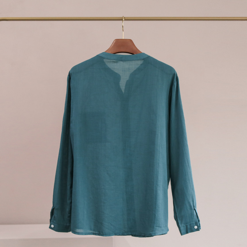 NEW FASHION LADY GIRL Blouse Henley Neck Basic