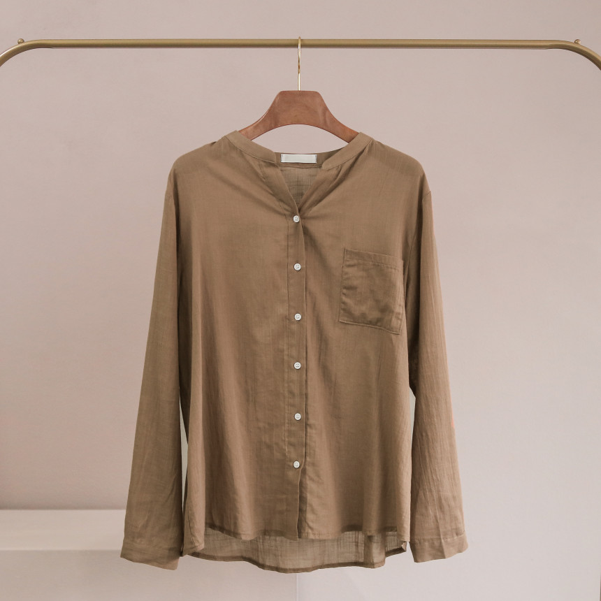 NEW FASHION LADY GIRL Blouse Henley Neck Basic