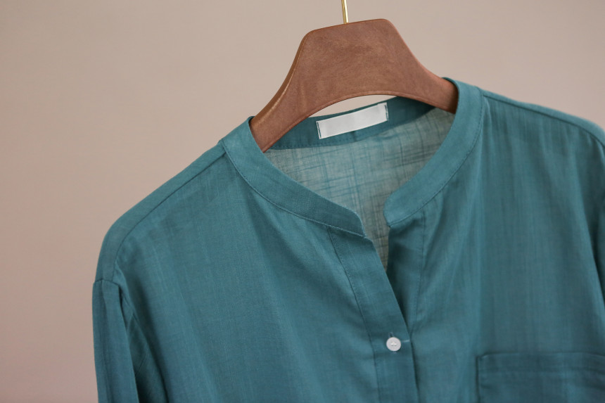 NEW FASHION LADY GIRL Blouse Henley Neck Basic