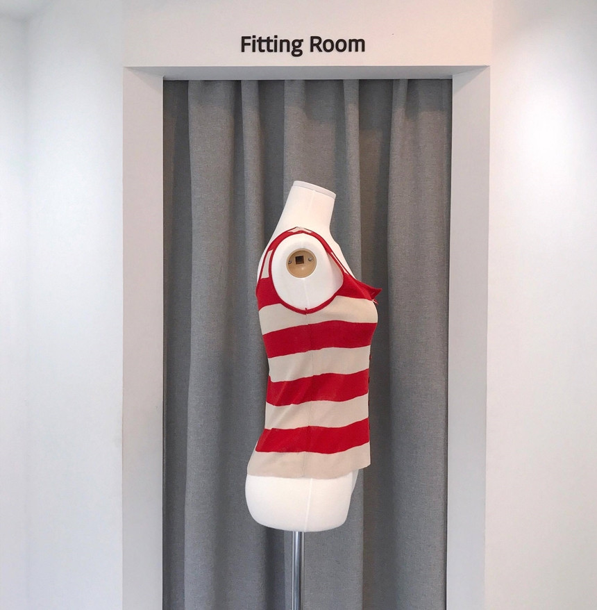 Cropped Top Collar Knit Button 2color Striped Slee