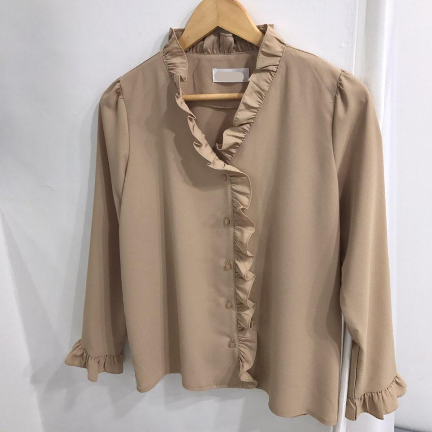 NEW FASHION LADY GIRL Blouse Ruffle Frilled Neck B