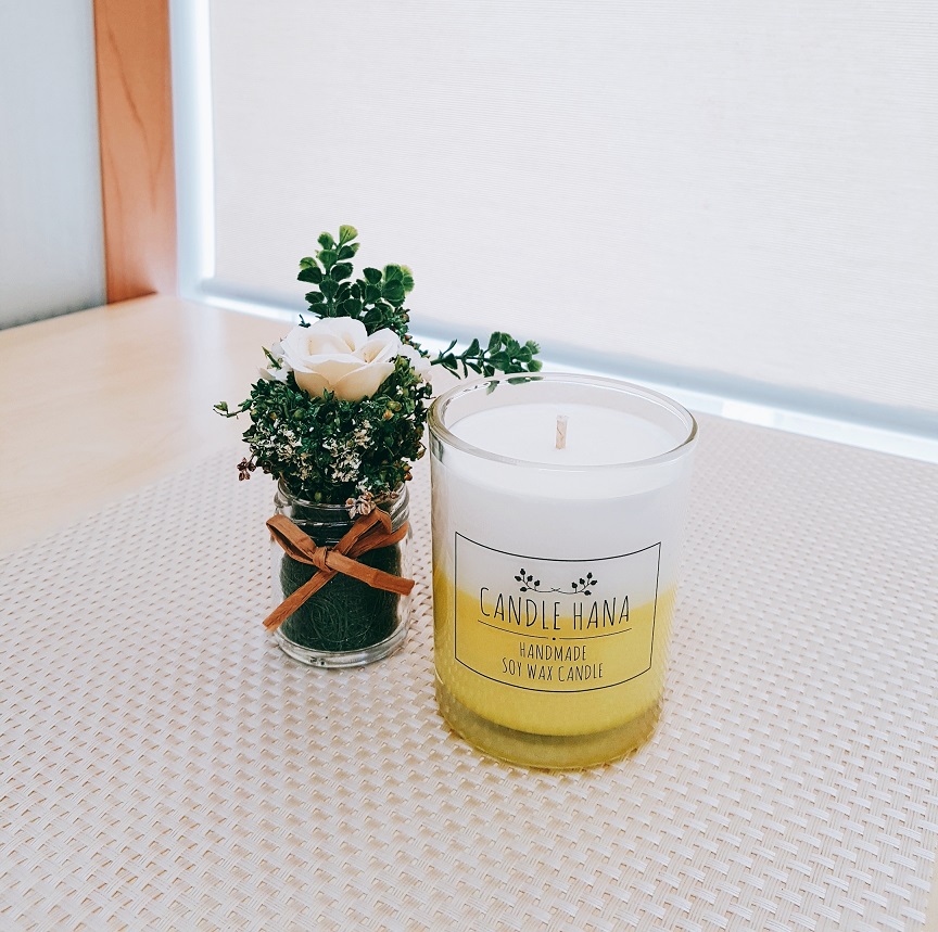 Two-tone soya candle 7oz, 9oz transparent containe