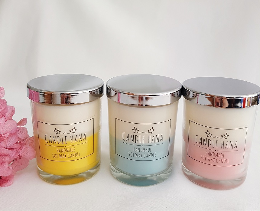 Two-tone soya candle 7oz, 9oz transparent containe