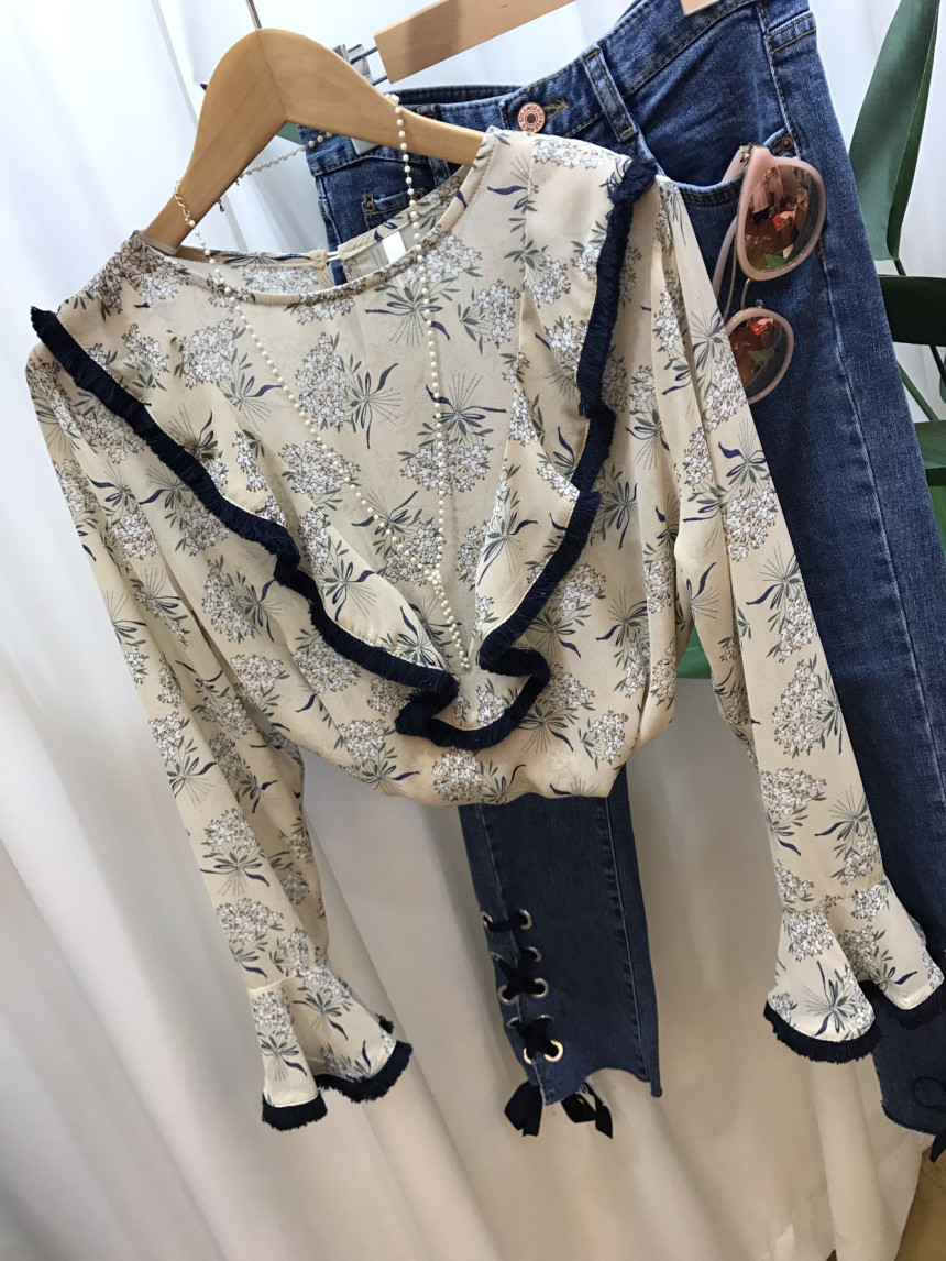 NEW FASHION LADY GIRL Blouse Surgical Flower Blous