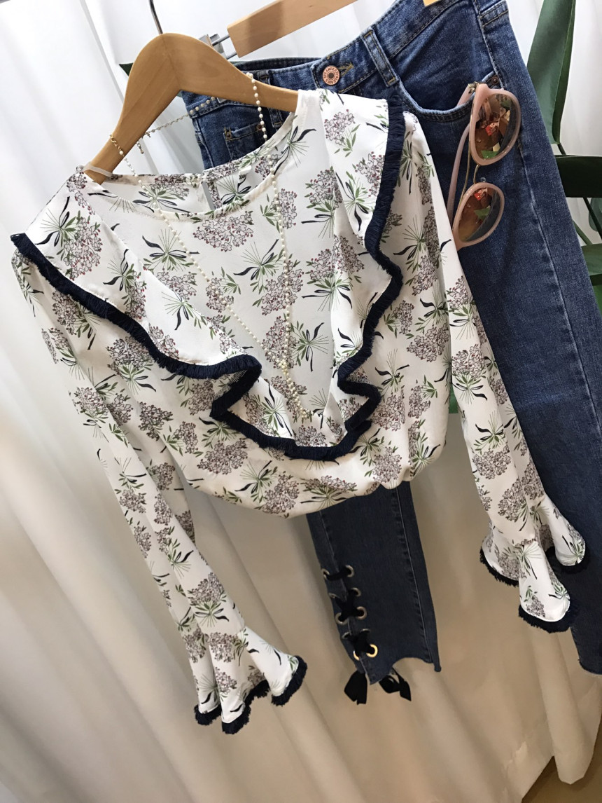 NEW FASHION LADY GIRL Blouse Surgical Flower Blous