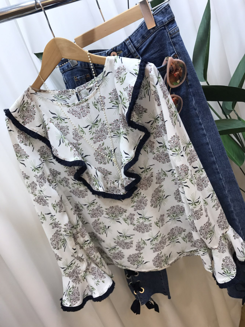NEW FASHION LADY GIRL Blouse Surgical Flower Blous