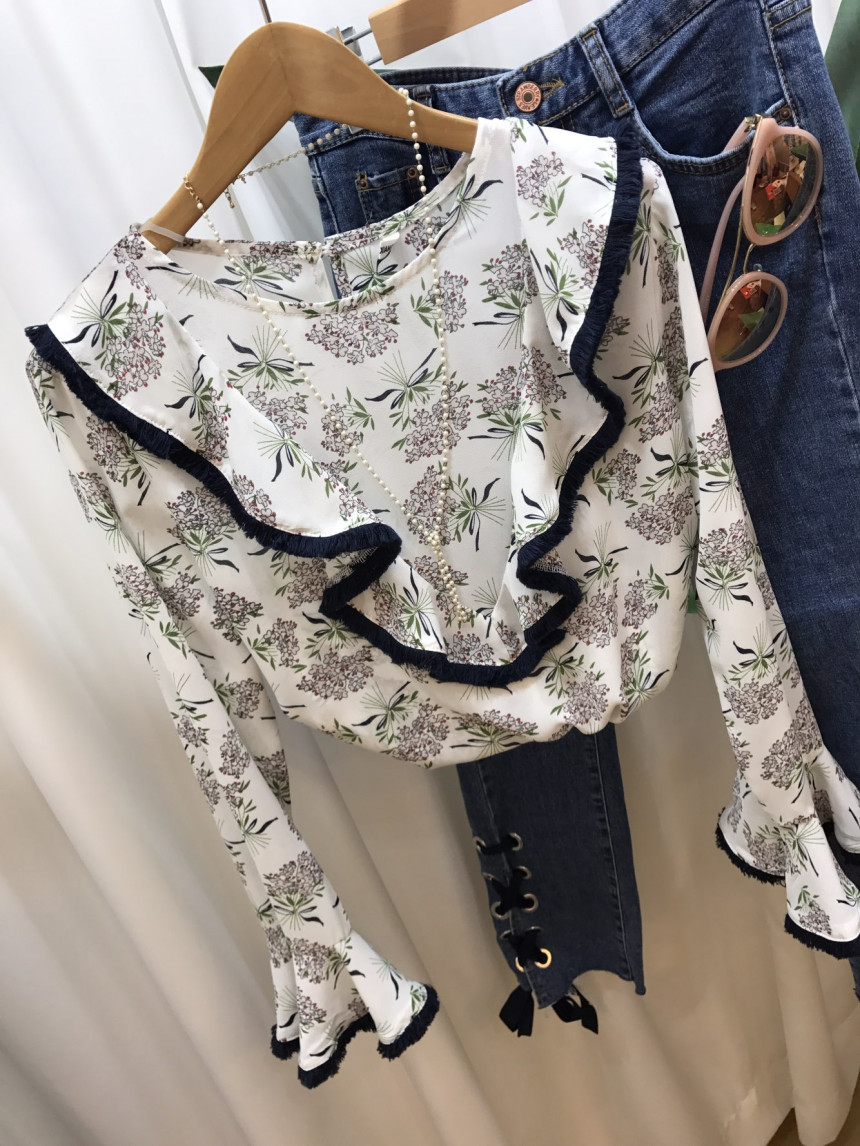 NEW FASHION LADY GIRL Blouse Surgical Flower Blous