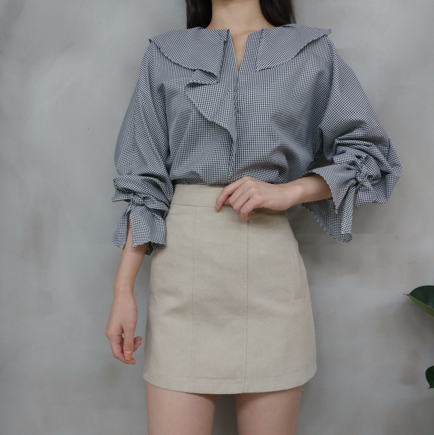 NEW FASHION LADY GIRL Blouse Ruffle Check Blouse