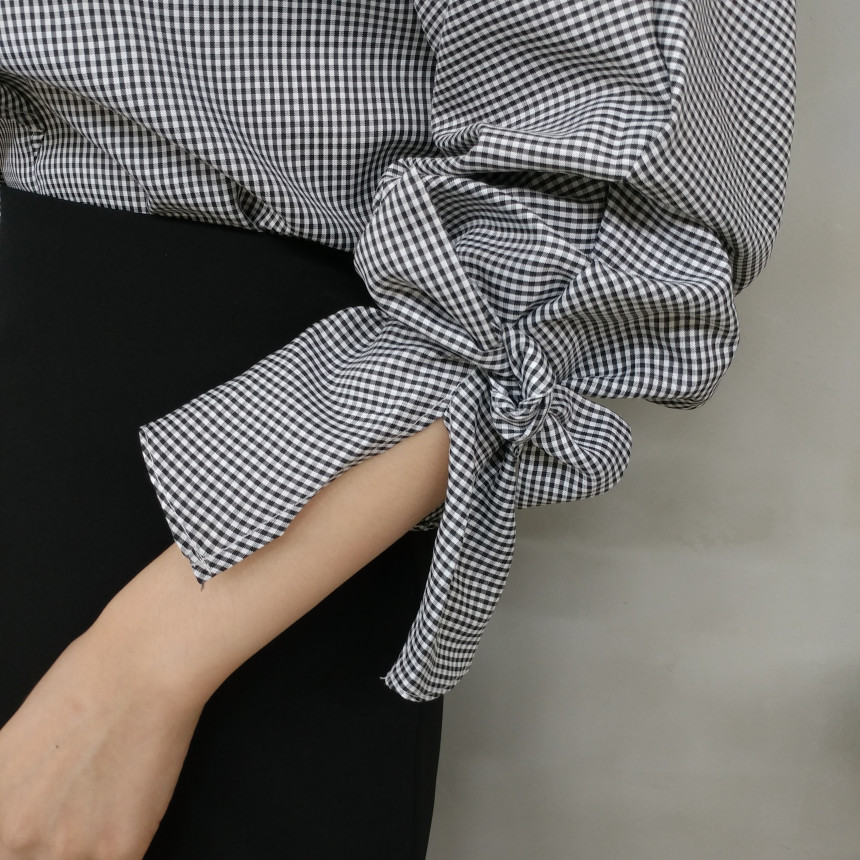 NEW FASHION LADY GIRL Blouse Ruffle Check Blouse