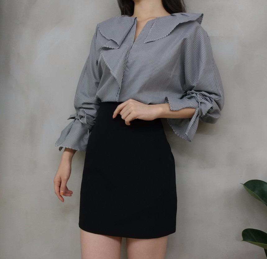 NEW FASHION LADY GIRL Blouse Ruffle Check Blouse