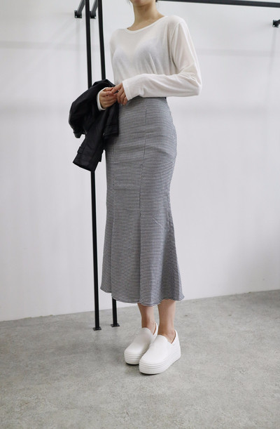 High Waist Check Mermaid Skirt 508 Romantic Style 