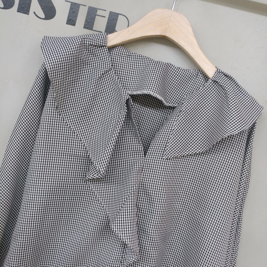 NEW FASHION LADY GIRL Blouse Ruffle Check Blouse