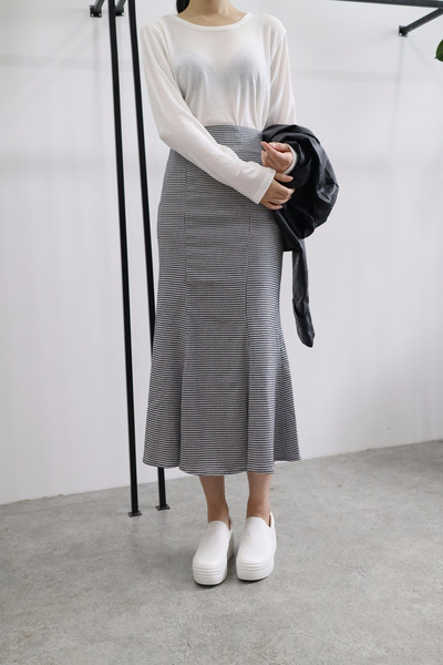 High Waist Check Mermaid Skirt 508 Romantic Style 