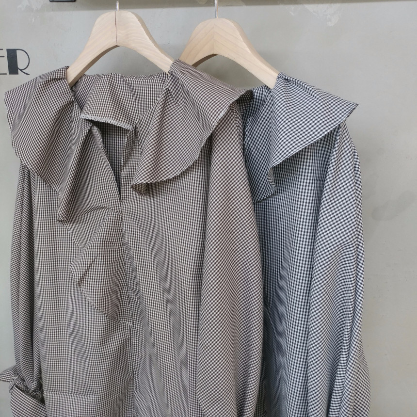 NEW FASHION LADY GIRL Blouse Ruffle Check Blouse