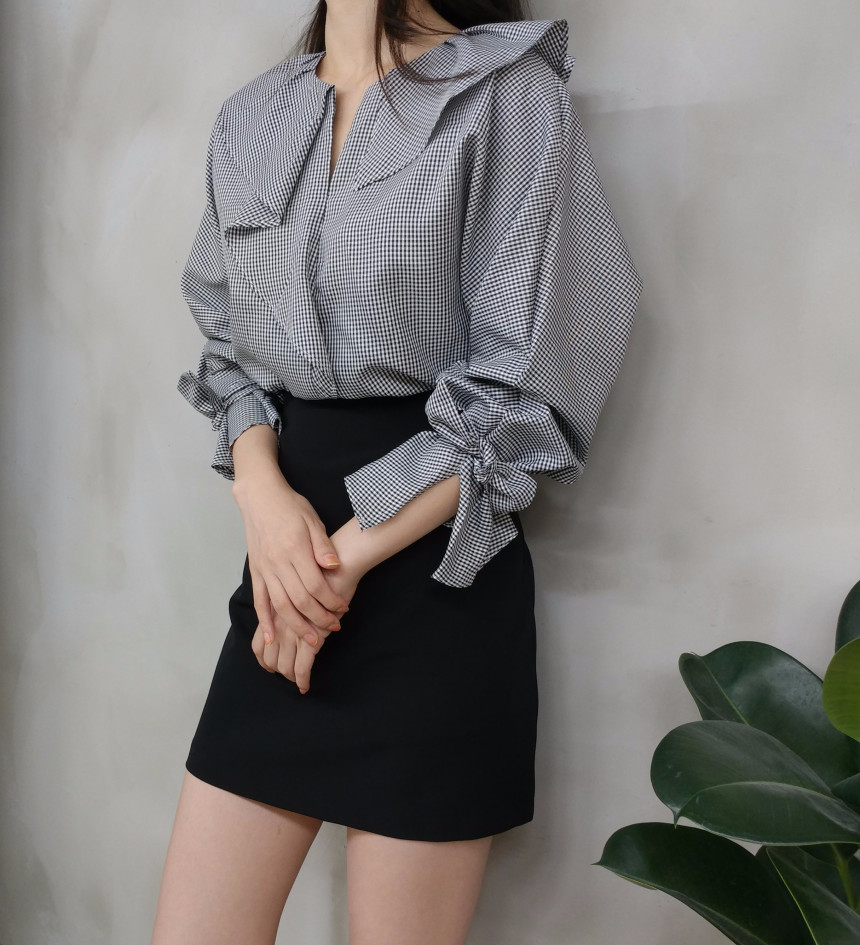 NEW FASHION LADY GIRL Blouse Ruffle Check Blouse