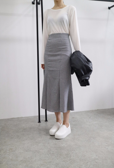 High Waist Check Mermaid Skirt 508 Romantic Style 