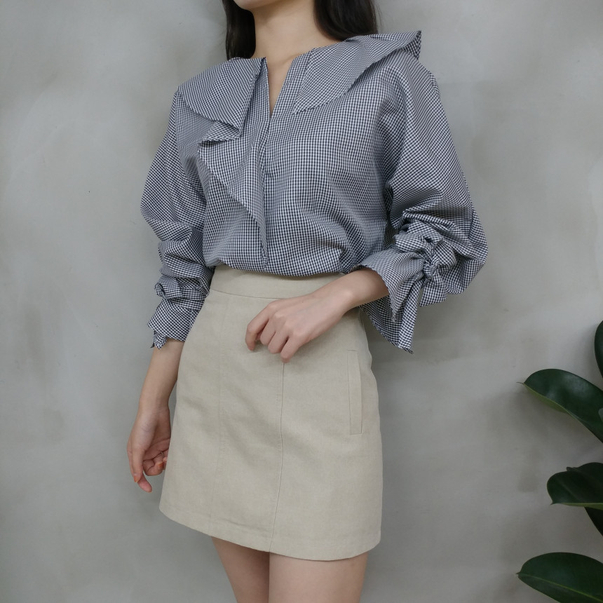 NEW FASHION LADY GIRL Blouse Ruffle Check Blouse