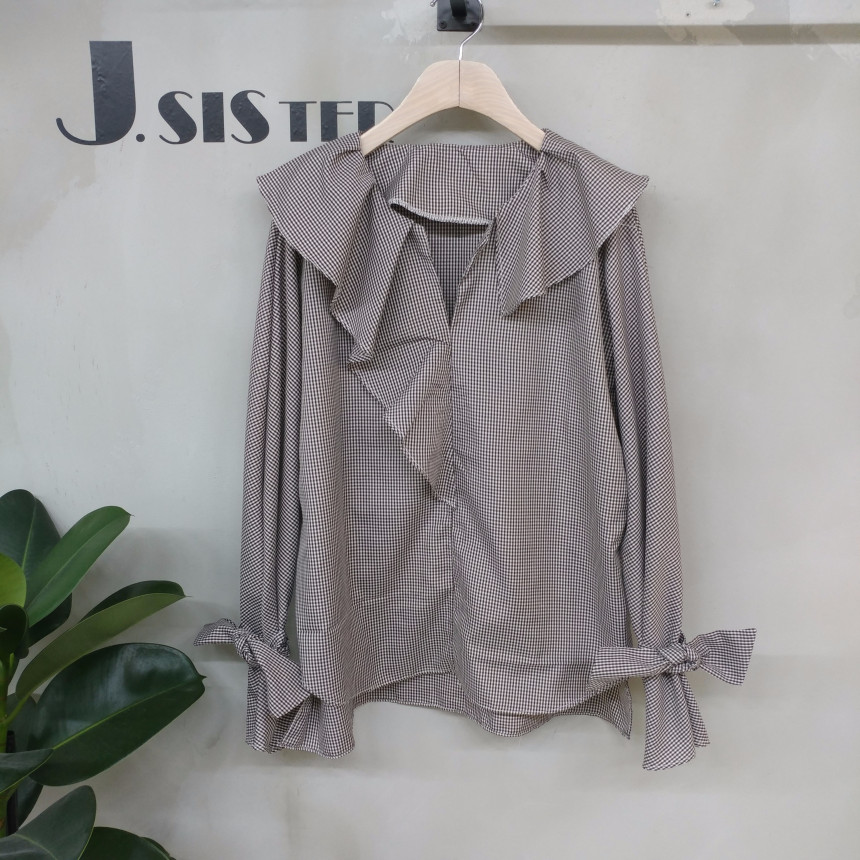 NEW FASHION LADY GIRL Blouse Ruffle Check Blouse