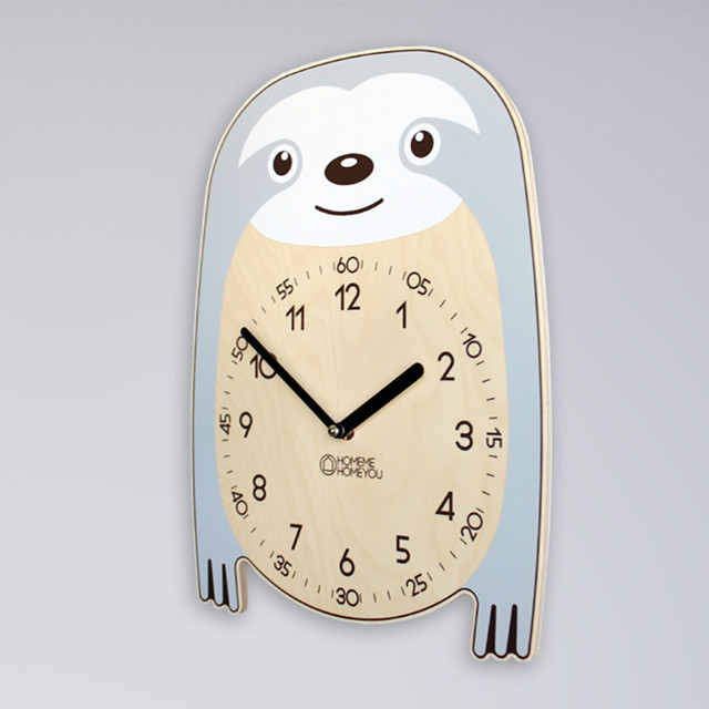 Nordic sloth school education design wall clock bo