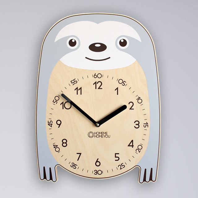 Nordic sloth school education design wall clock bo