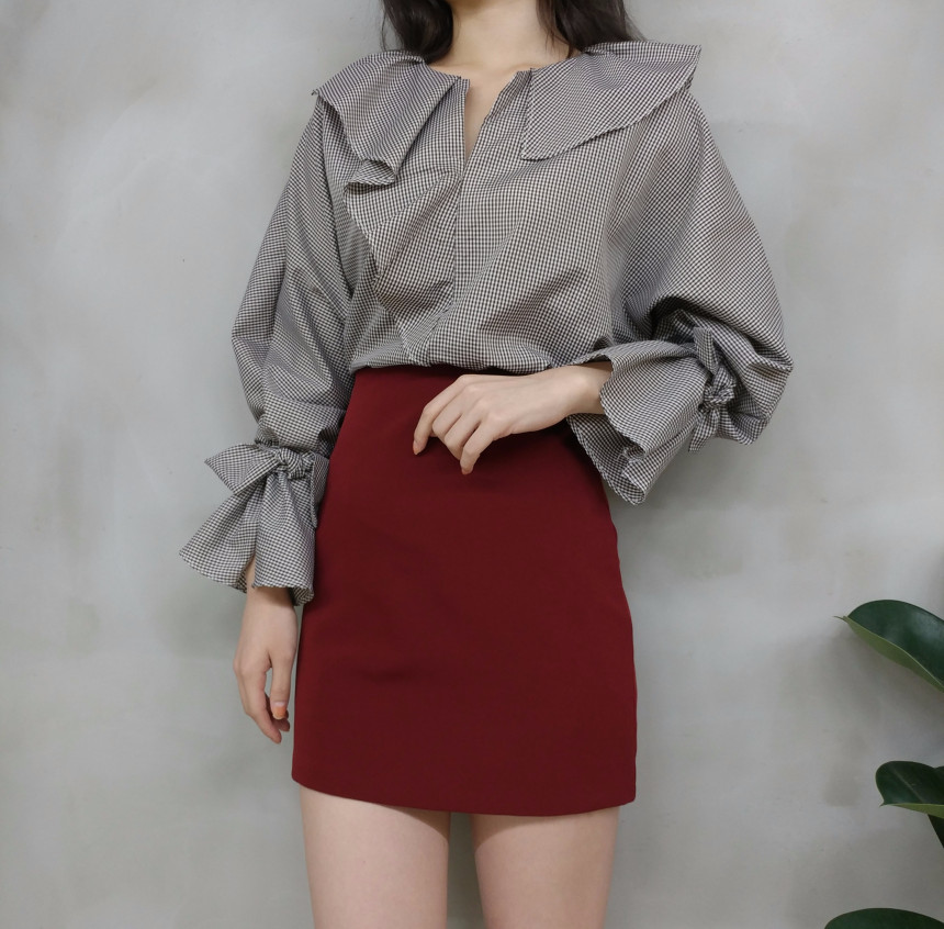 NEW FASHION LADY GIRL Blouse Ruffle Check Blouse