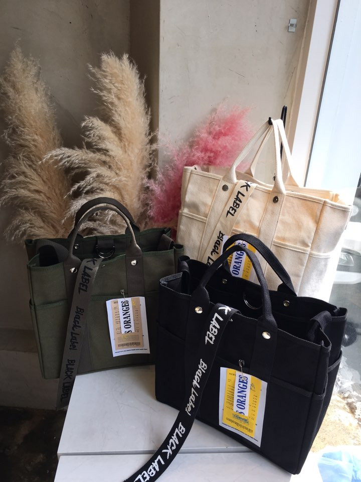 New Women's Bags Black Label Canvas Tote 3color