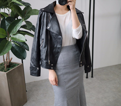 High Waist Check Mermaid Skirt 508 Romantic Style 