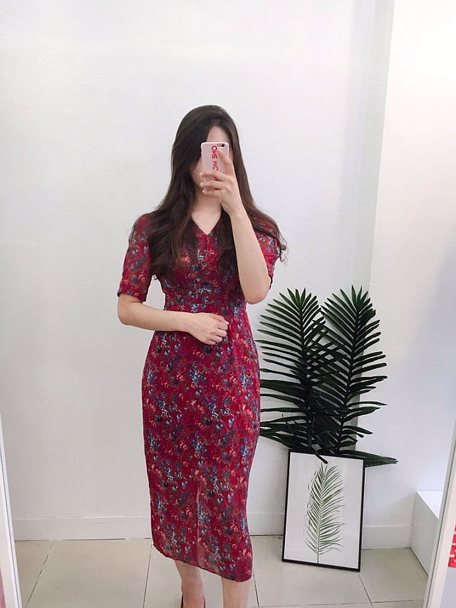 New Women Dress Flower Chiffon Long Dress 2 Color 