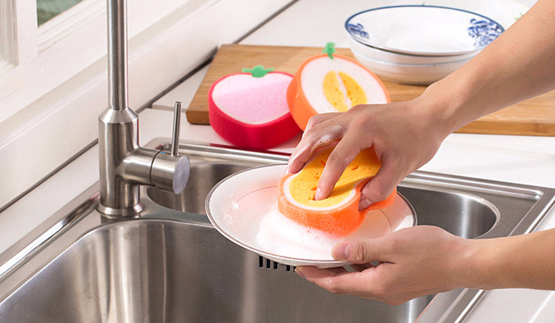 Scrubber Dish Washing Rich bubble fruit shape spon